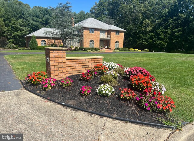 rear view of property featuring a yard