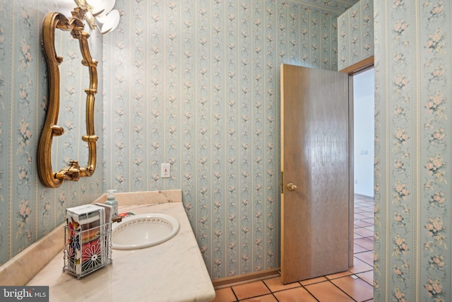 bathroom featuring tile patterned flooring and vanity