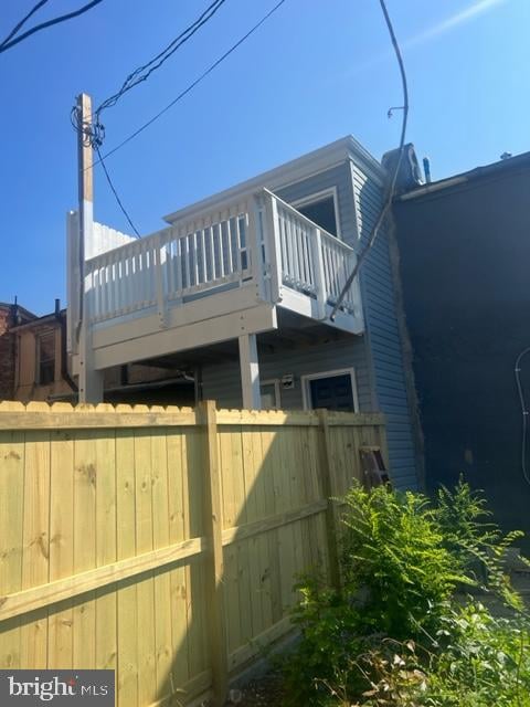 view of home's exterior with a deck