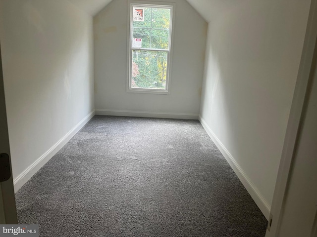 bonus room with carpet flooring and vaulted ceiling