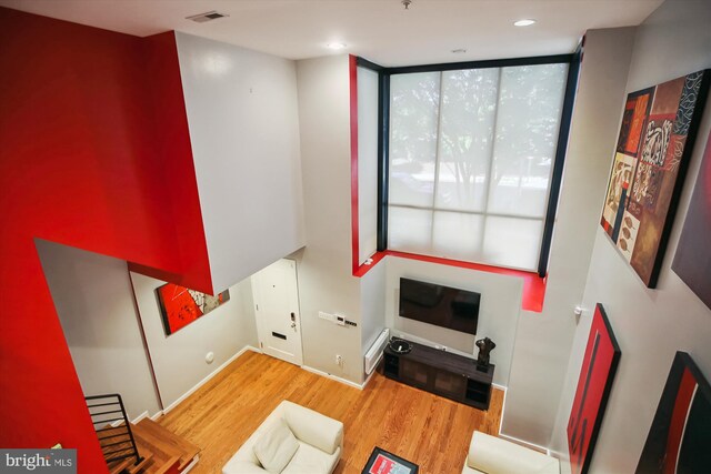 living room featuring light hardwood / wood-style flooring