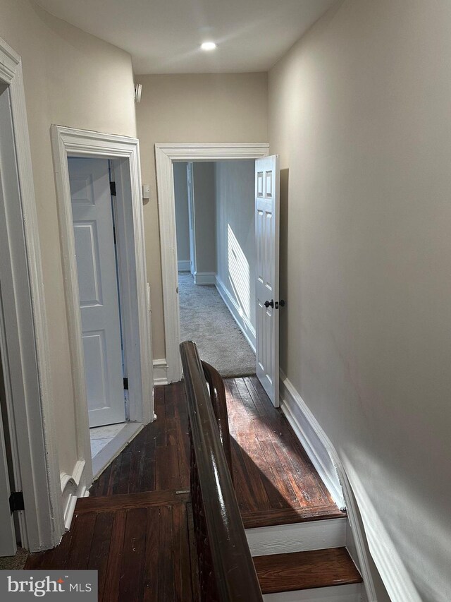 interior space with dark wood-type flooring