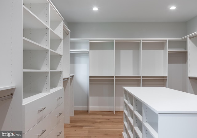 walk in closet featuring light wood-type flooring