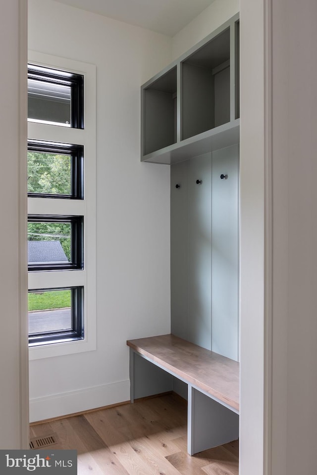 mudroom with light wood-type flooring