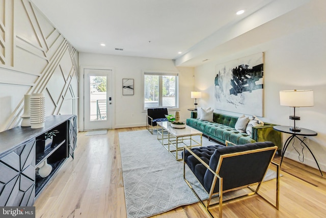 living room featuring light hardwood / wood-style floors