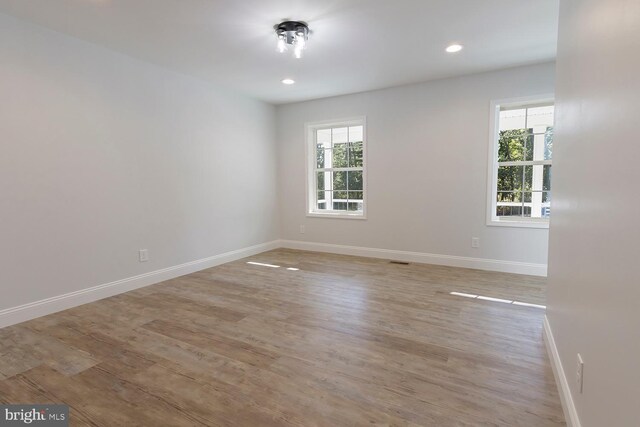 unfurnished room with light wood-type flooring and a wealth of natural light