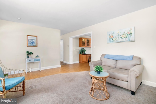 living room featuring light hardwood / wood-style floors