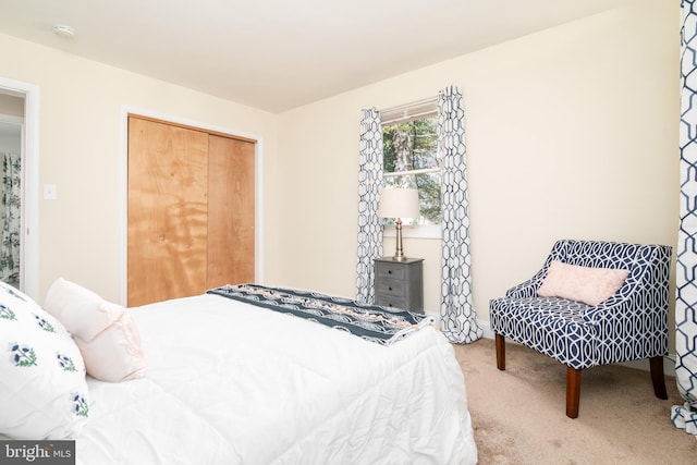 bedroom with a closet and carpet flooring