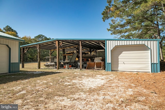 exterior space featuring a garage