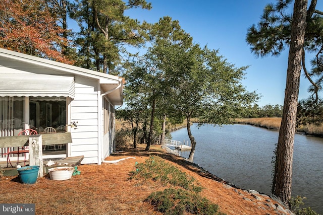 exterior space featuring a dock