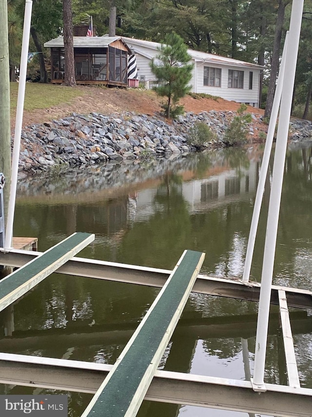 view of dock featuring a water view