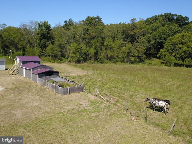 bird's eye view featuring a rural view