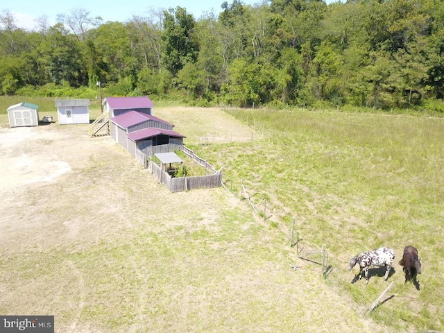 drone / aerial view with a rural view