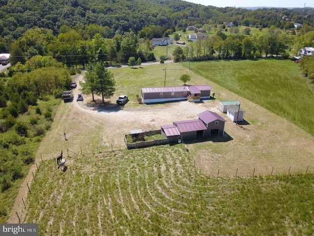 bird's eye view featuring a rural view