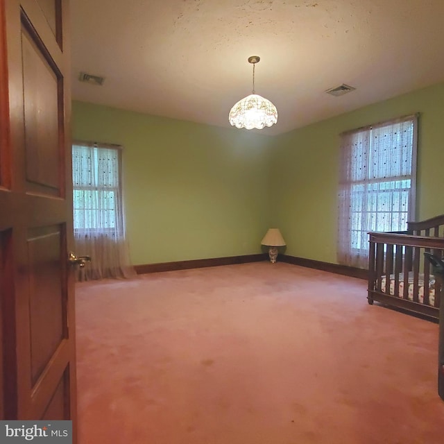 bedroom featuring multiple windows and carpet