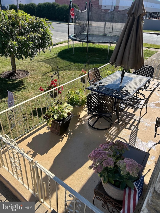 view of patio featuring a trampoline