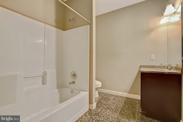 full bathroom with vanity, toilet, and shower / bathing tub combination