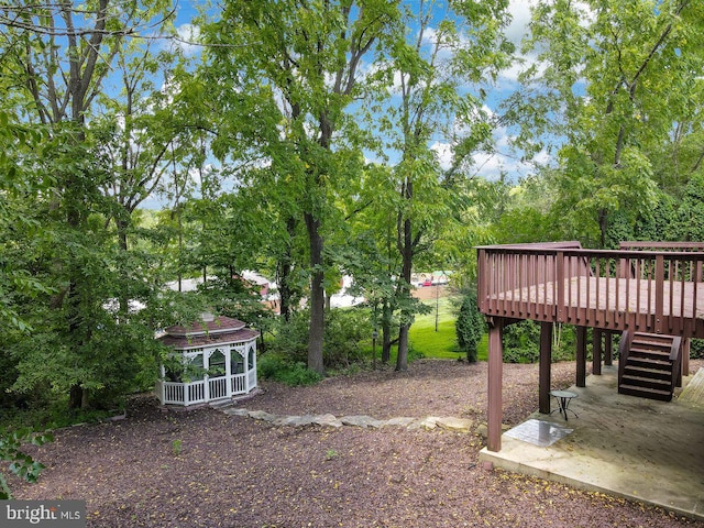 view of yard with a deck