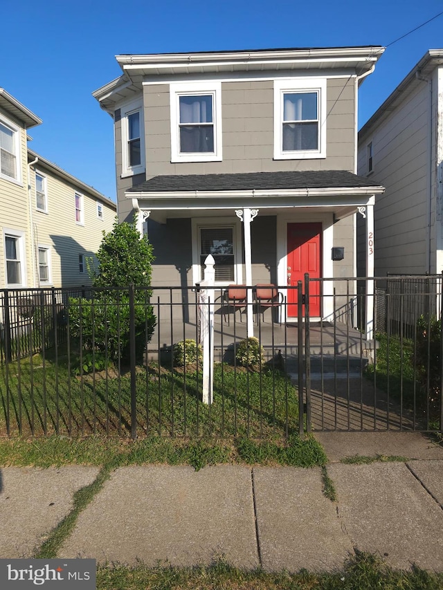 view of front of home featuring covered porch