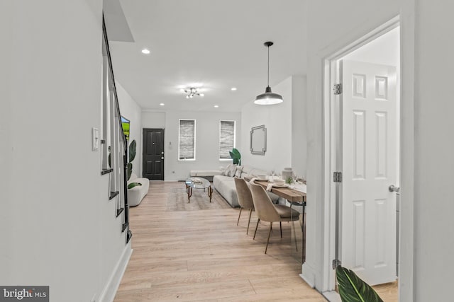 interior space with light hardwood / wood-style floors