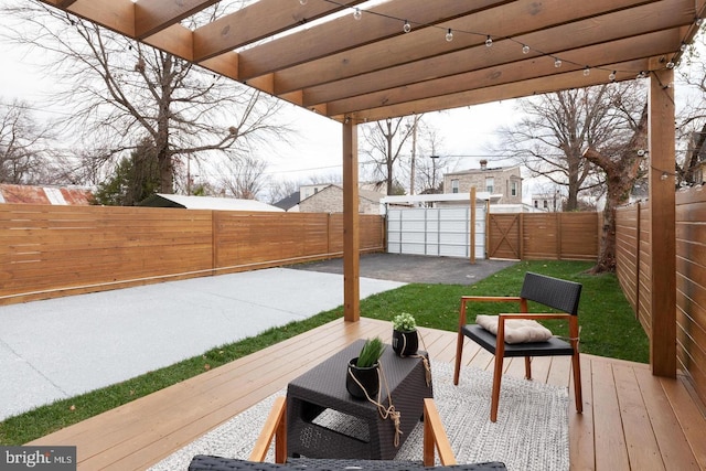 wooden terrace with a pergola