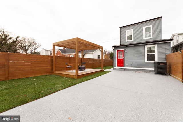 exterior space featuring a patio and central air condition unit