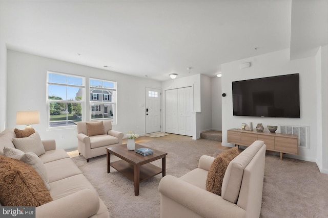9 Azalea Cir, Elkton, MD 21921 - living room featuring baseboards, light colored carpet, and visible vents