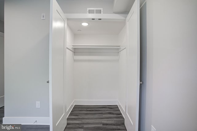 walk in closet featuring dark hardwood / wood-style floors