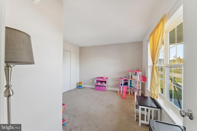 recreation room featuring carpet floors