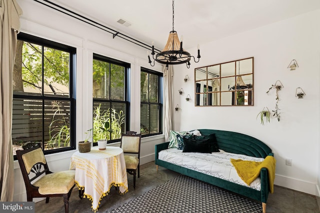 interior space with an inviting chandelier