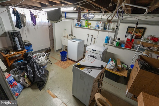 interior space with washer and dryer