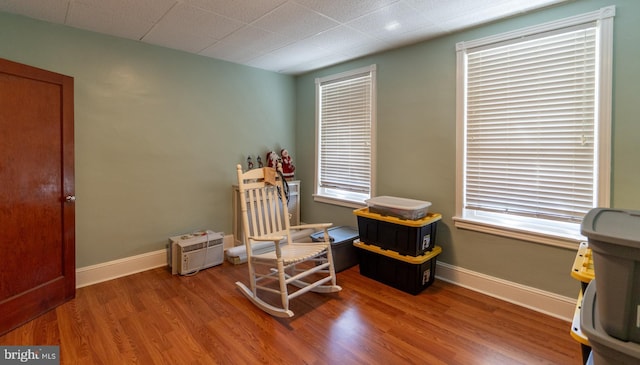 living area with hardwood / wood-style floors and plenty of natural light