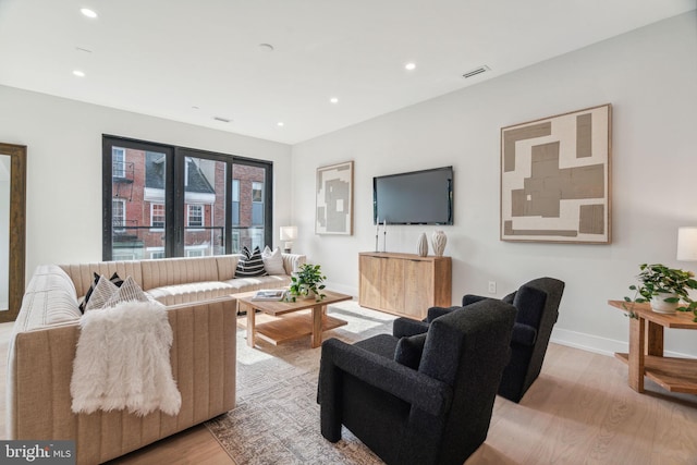 living room featuring light hardwood / wood-style flooring