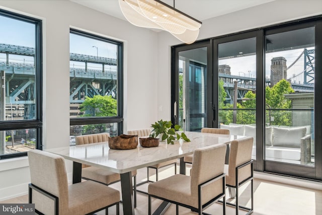 dining room with light hardwood / wood-style flooring