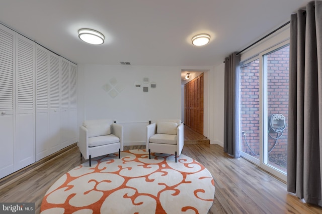 living area with light wood-type flooring