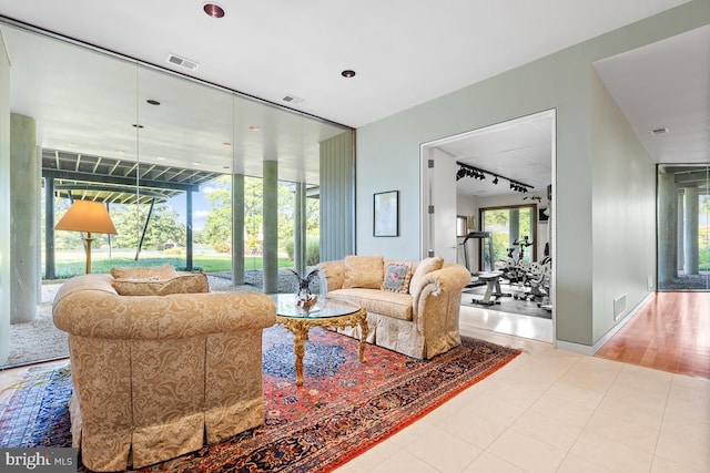 living room featuring hardwood / wood-style flooring