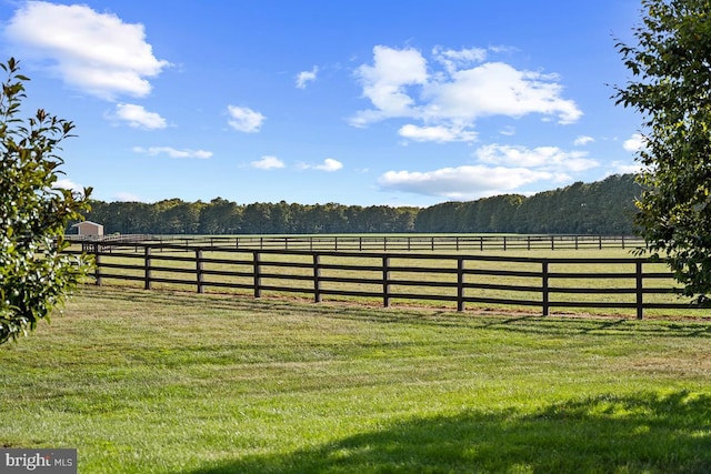 view of yard with a rural view