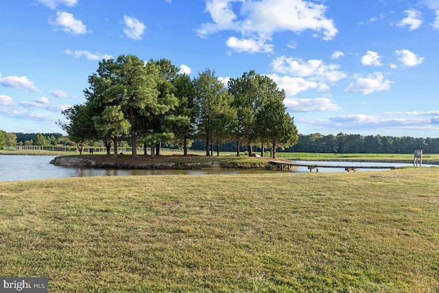 view of yard featuring a water view