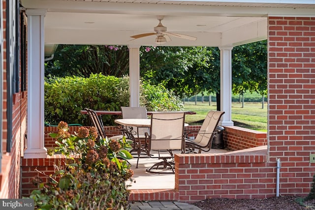 view of patio with ceiling fan