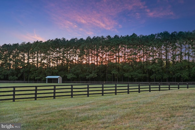 view of yard at dusk