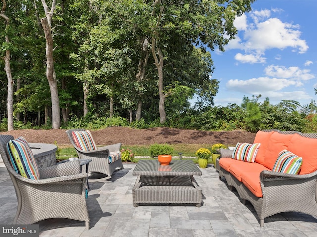 view of patio / terrace with an outdoor living space