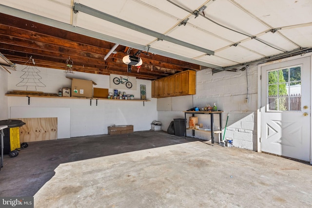 garage with a garage door opener