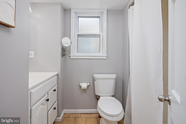 bathroom featuring vanity, toilet, and tile patterned floors