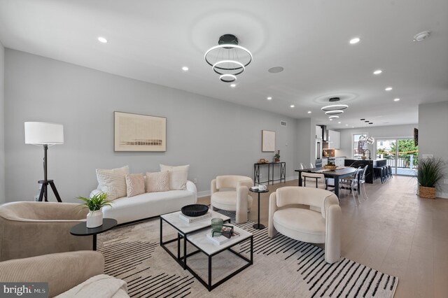 living room featuring light hardwood / wood-style floors