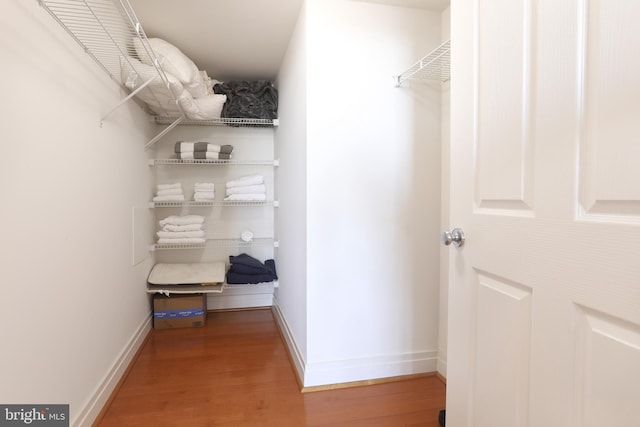 walk in closet featuring wood-type flooring