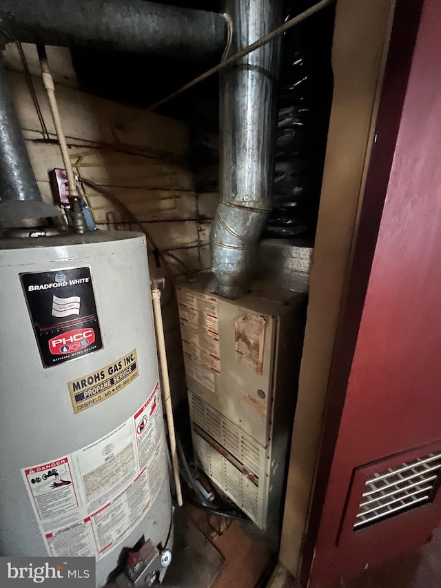 utility room with water heater