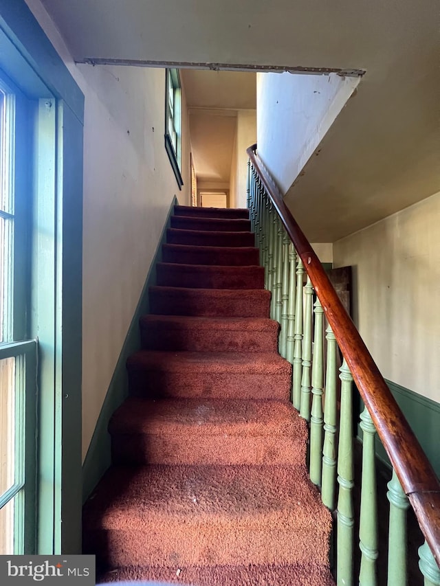 stairs with a wealth of natural light