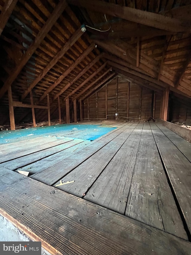 view of unfinished attic