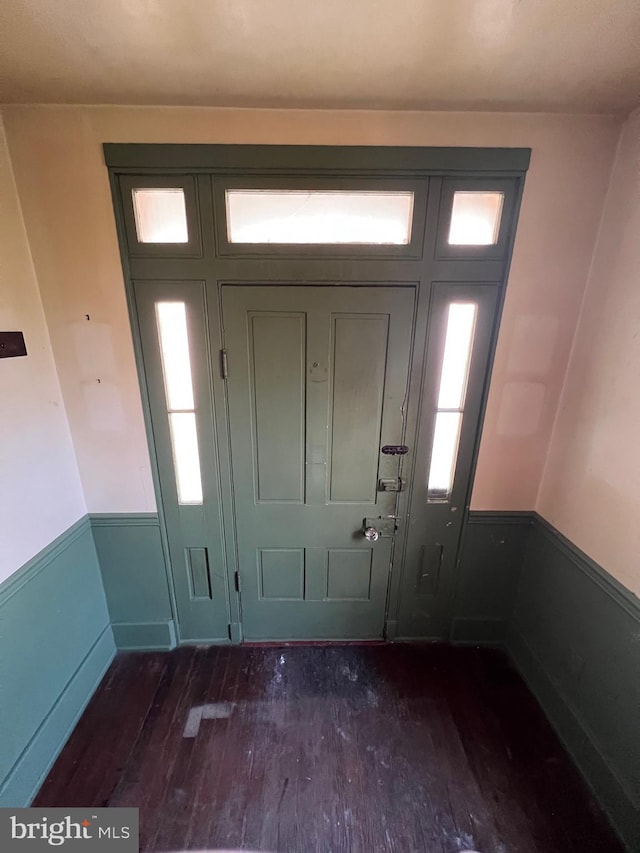 foyer with dark hardwood / wood-style floors