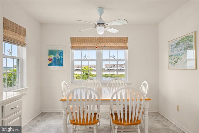 dining area featuring ceiling fan